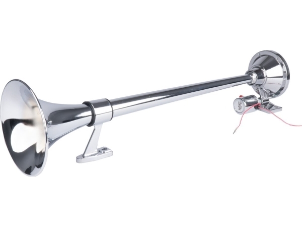 Garso signalas – chromuotas, 640 mm, 150 dB, 12/24V, AMIO-04076