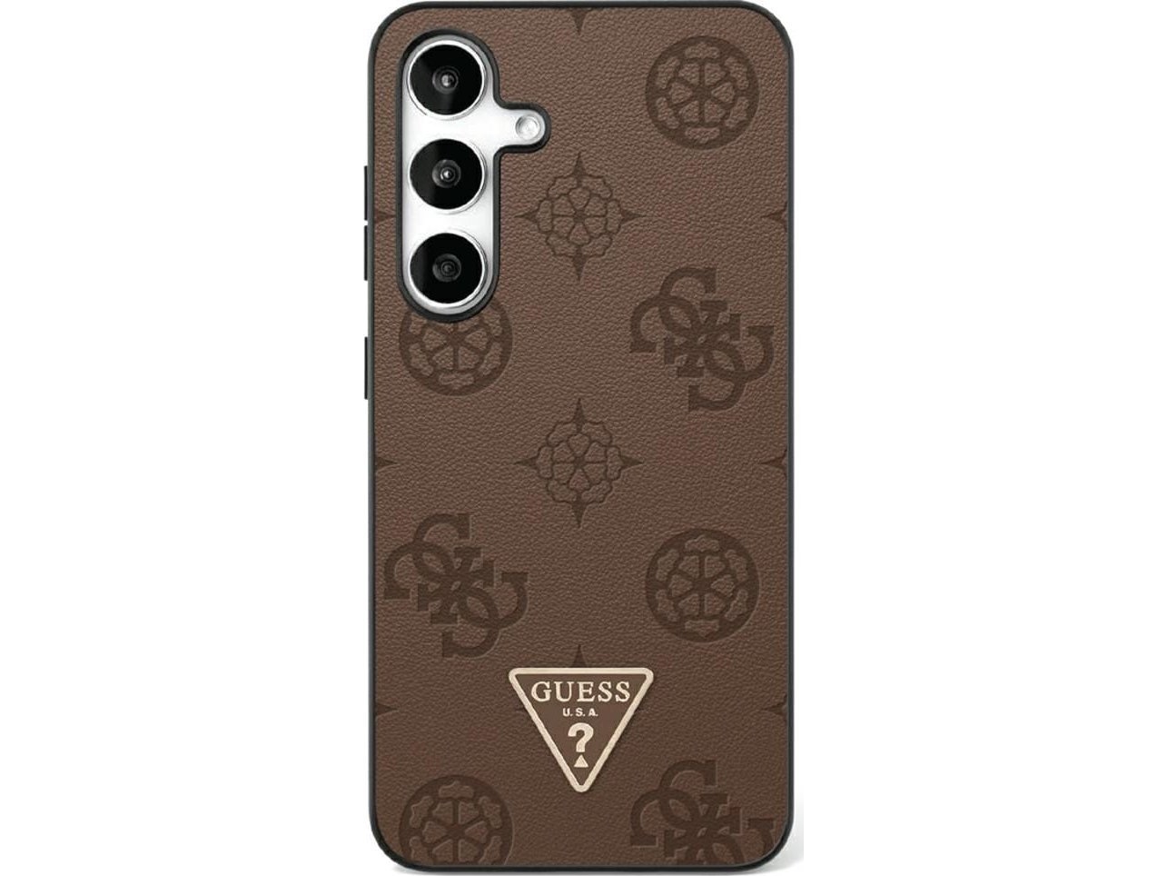 Dklas Guess Grained Hot Stamp Peony Pattern Triangle Logo Magsafe Samsung Galaxy S25 Ultra Rudos Spalvos