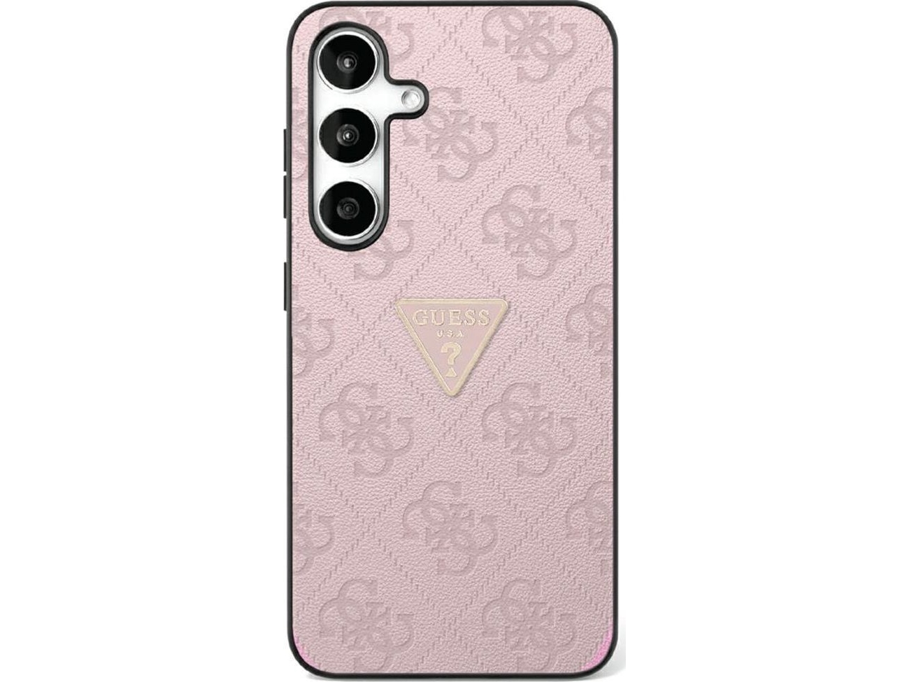 Fodral Guess Hot Stamp 4g Mönster Triangel Metall Logo Samsung Galaxy S25 Ultra Pink