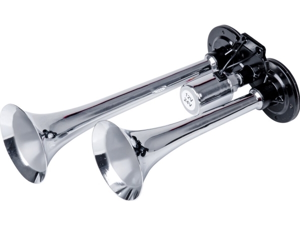 Dvigubas garso signalas – 150 dB, chromuotas, 12-24V, AMIO-03617