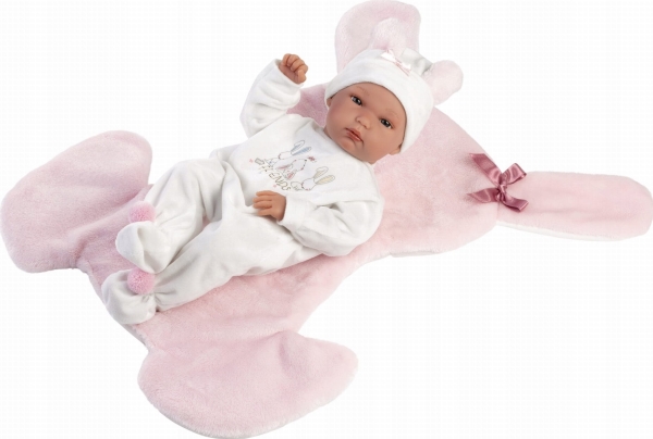 Llorens 63598 vinyl babydoll 35 cm Bimba med lyserød pude