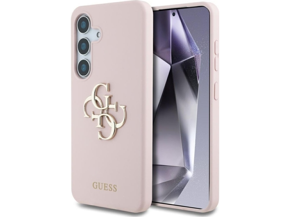 Fodral Guess Silicone Big 4g Logo Bottom Script Samsung Galaxy S25 Rosa