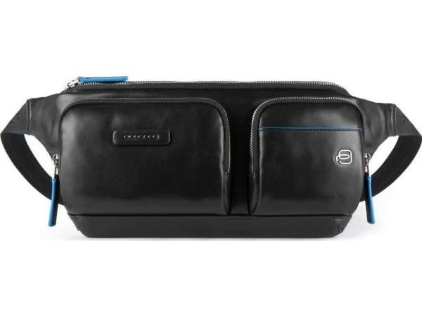 Piquadro , Blue Square, Genuine Leather, Fanny Pack, Toiletry, CA5578B2V, Black, 32x14x7 cm, For Men For Men
