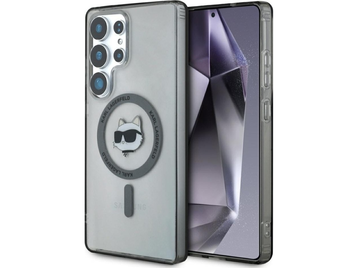 Fodral Karl Lagerfeld Knapp Choupette Huvud Tryckt Logo Magsafe Samsung Galaxy S25 Ultra Czarny