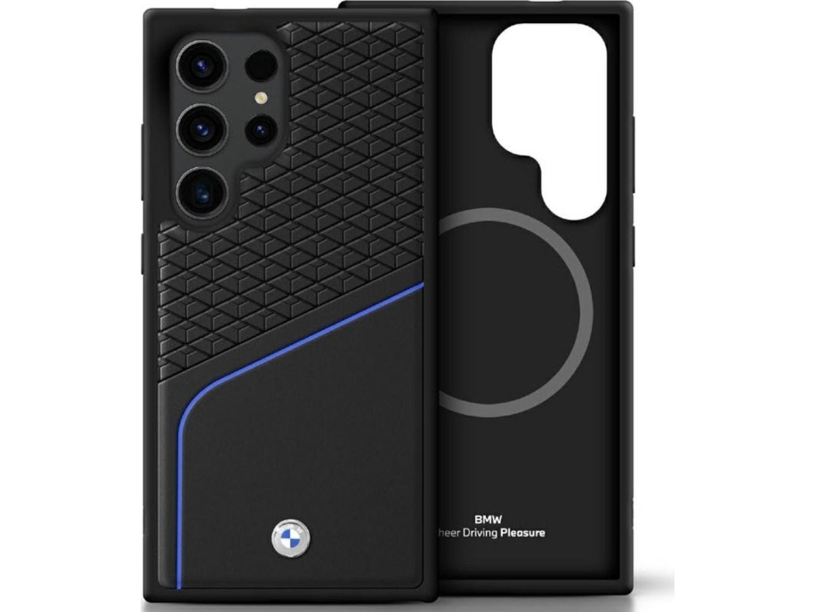 Bmw Leather Textured And Smooth Magsafe Case For Samsung Galaxy S25 Ultra Black
