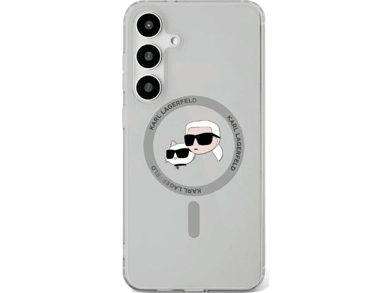 Karl Lagerfeld Button Karl &amp Choupette Heads Tryckt Logo Magsafe Fodral Samsung Galaxy S25 Svart