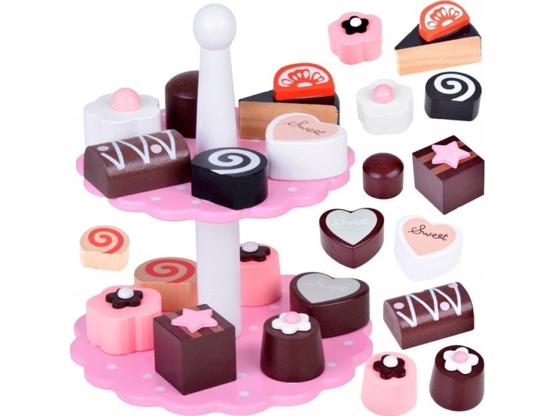 Sødt kagefad i træ med bagværk ZA5384