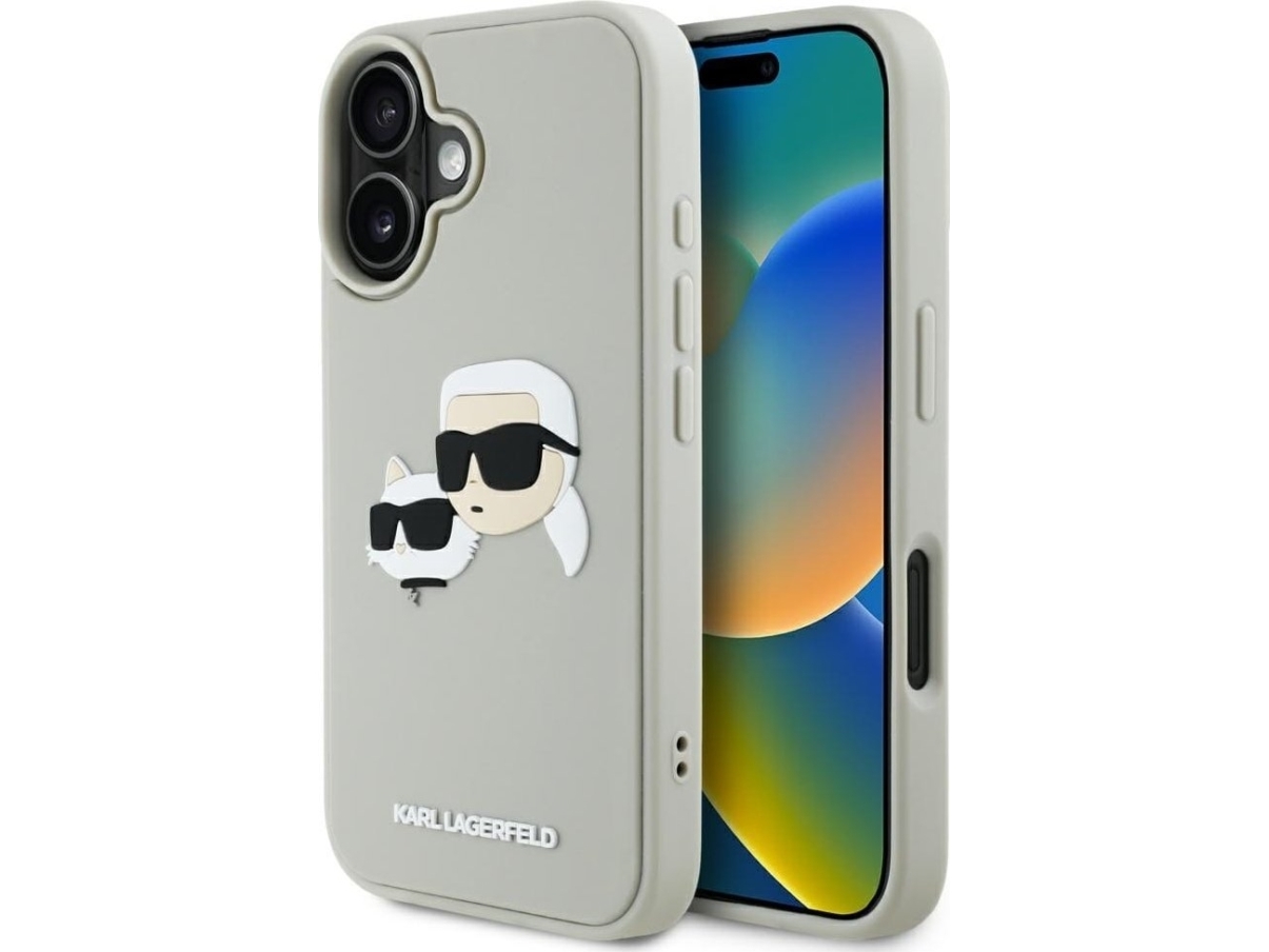 Karl Lagerfeld Hc 3D Rubber Double Heads Iphone 16 Case Beige