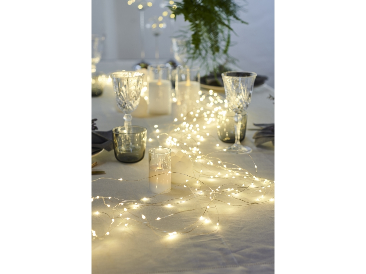 Philips Sirius Home julelyskæde 30726 sølv, transparent, 200 lamper, ikke-udskiftelige pærer, 6 W, varm hvid, 150 cm