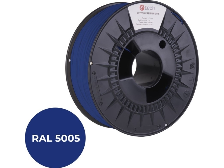 C-Tech C-Tech Tryksnor (Filament) Premium Line, Asa, Signalblå, Ral5005, 1,75Mm, 1Kg