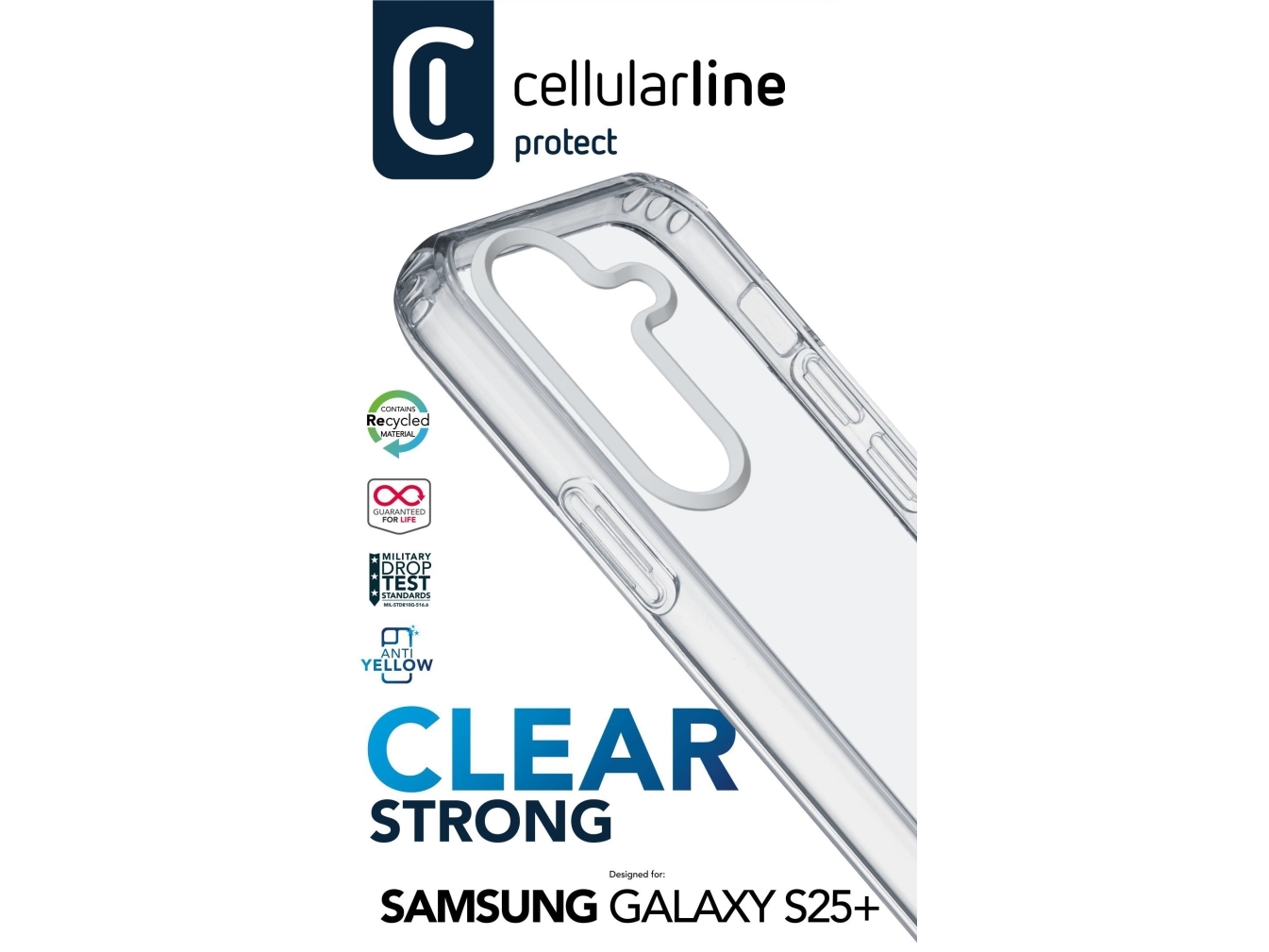 Cellularline Clearduogals25plt Omslag Samsung Galaxy S25 17 3 Cm 6.82  " Transparent