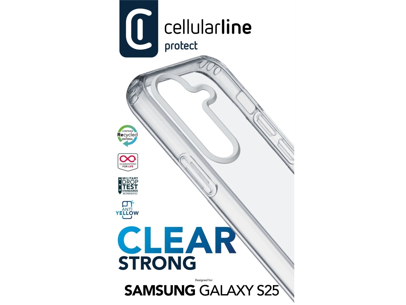 Cellularline Clearduogals25t Omslag Samsung Galaxy S25 16 1 Cm 6.36  " Transparent
