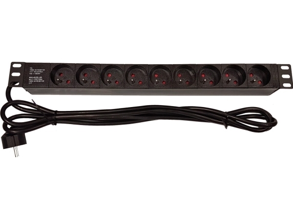 Lexi-Net 19" Rozvodný Panel Lexi-Net 9X230v, Kabelis 3M, 1U