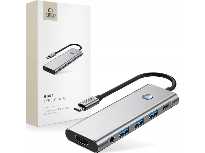 USB-hubb Tech-Protect HB04: 1x SD, 2x USB-C, 1x HDMI + 3x USB-A 2.0/3.0/3.2 Gen2 | Datortillbehör - Kablar & adaptrar - USB-hubbar | GameStuff