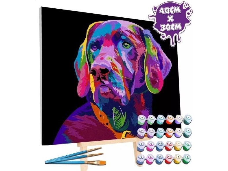 Måla med siffror på duk 40x30cm, hund | Skola & Hobby - Konsthantverk - Handgjorda produkter | GameStuff