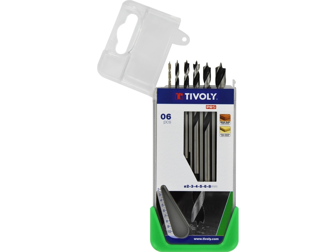 Grąžtas Tivoly Medžio Grąžtų Rinkinys (Minkštai Medienai Ir Kietmedžiui) Clipster Pro 6Vnt Ø2-8Mm