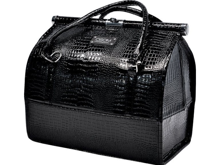 Lagaminas makiažo priemonėms Osom Professional Leather Soft Sided Cosmetic Case OSOMKSC080BL, kosmetologams, juodos spalvos
