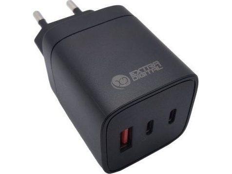 Ladegerät Extra Digital Kroviklis Gan 2X Usb Type-C + Usb Type-A, 65W, Pps