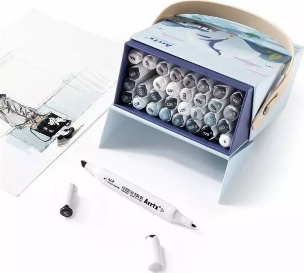 Arrtx Double-Ended Marker - Alp, 32 Farben, Grautöne