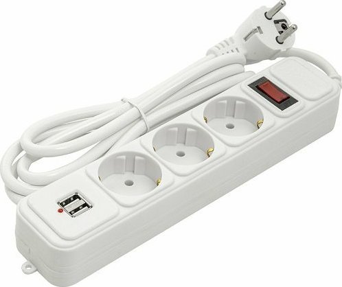 Exd Verlängerungskabel 1,8 M, 3 Steckdosen + 2 Usb Mit Schalter