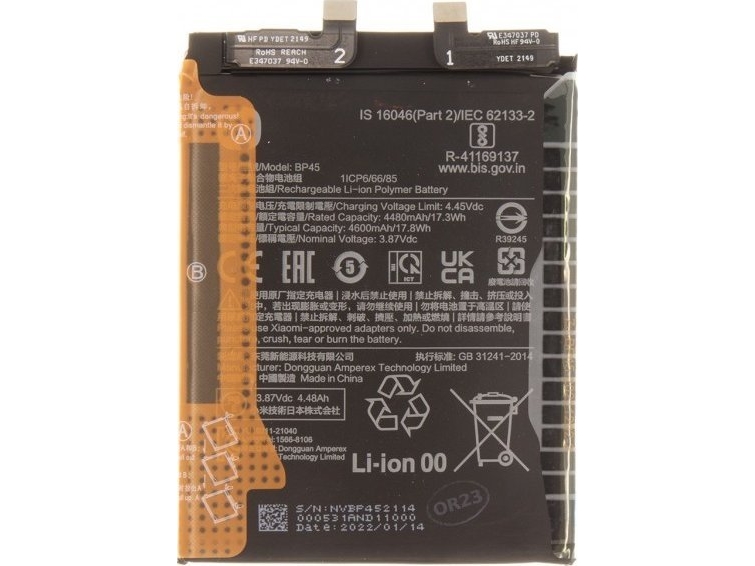 Dklas Bp45 Xiaomi Original Baterija 4600mah Service Pack