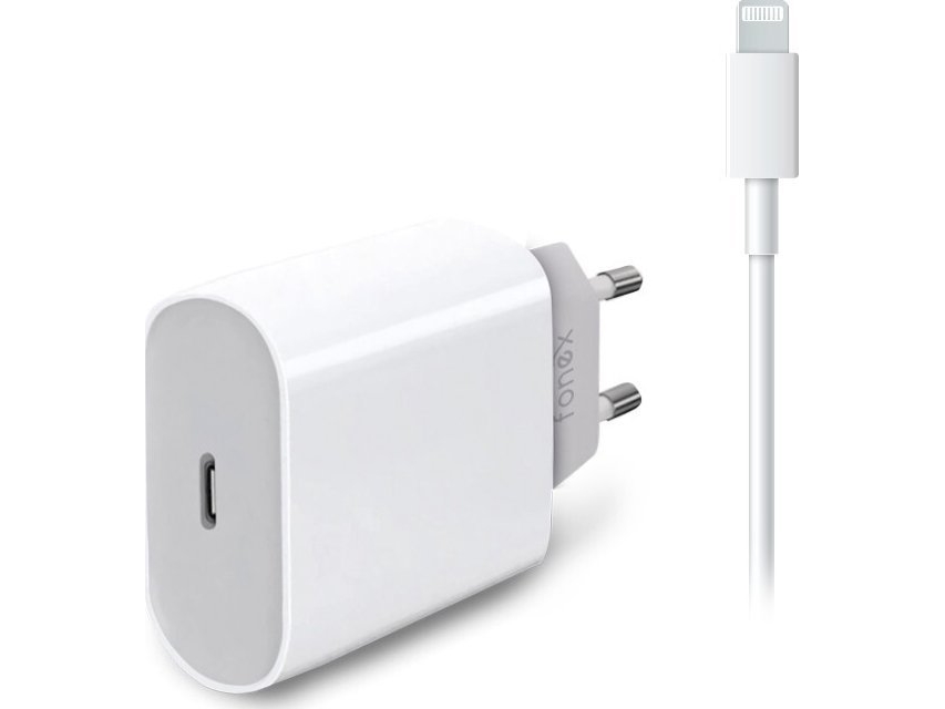 Travel Charger Type-C Pd 20W+Lightning Cable 1M By Fonex Baltas