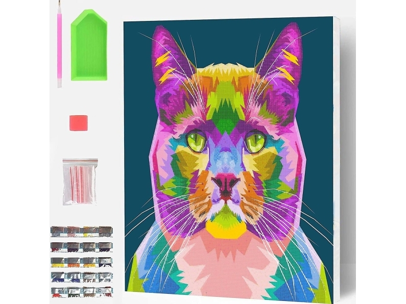 Diamantkonst på duk 30x40cm, katt | Skola & Hobby - Konsthantverk - Handgjorda produkter | GameStuff