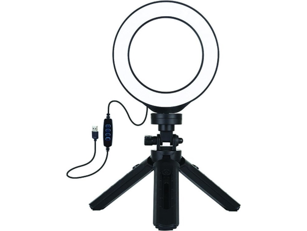Puluz LED žiedinė lempa 12cm, su trikoju stovu iki 14.5cm, USB
