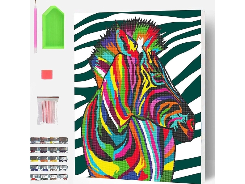 Diamantkonst på duk 30x40cm, zebra | Skola & Hobby - Konsthantverk - Handgjorda produkter | GameStuff