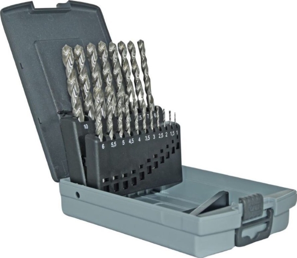 Grąžtas Tivoly Metalo Grąžtų Rinkinys 1-10 Mm, Hss, 118°, "Split Point", Šlifuoti, 19Vnt./Kpl., T-Line