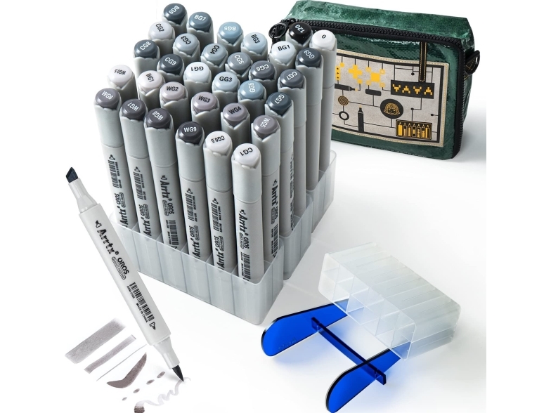 Doppelseitige Marker - Marker Stifte Arrtx Oros, 32 Farben, Grau
