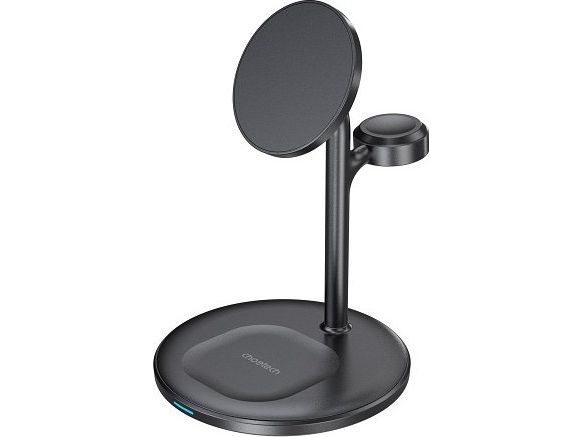 Trådløs lader CHOETECH, 15W, 3in1, magnetisk, sort med stativ