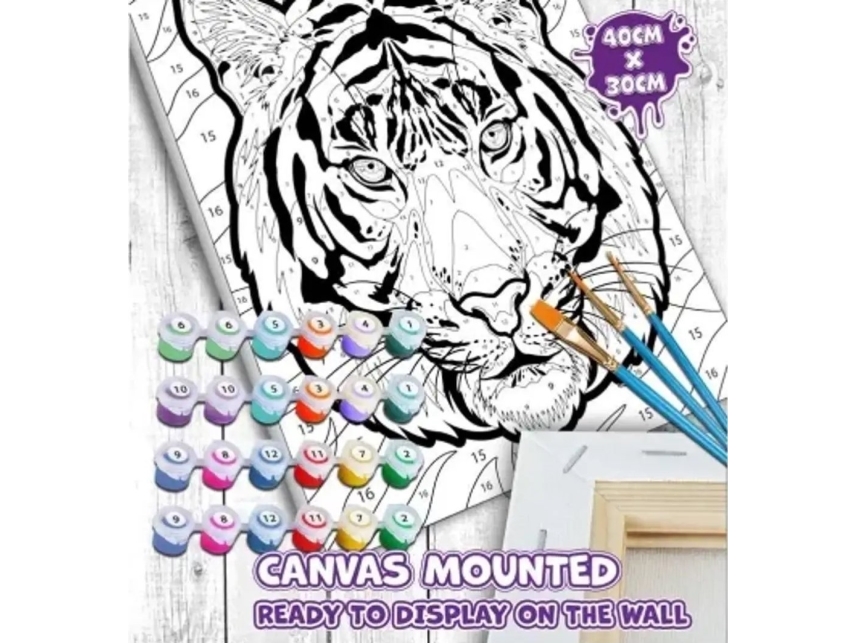 Måla med siffror på duk 40x30cm, tiger | Skola & Hobby - Konsthantverk - Handgjorda produkter | GameStuff