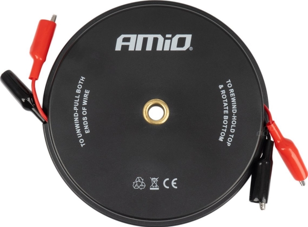 Susitraukiantys matavimo laidai su „krokodilais“ 2×9 m AMIO-04275