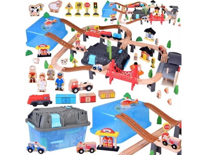 Tåg i trä Bygg ett stadståg Lokomotiv 100 delar ZA5380 | Leksaker - Konstruktions leksaker - Trä konstruktion | GameStuff