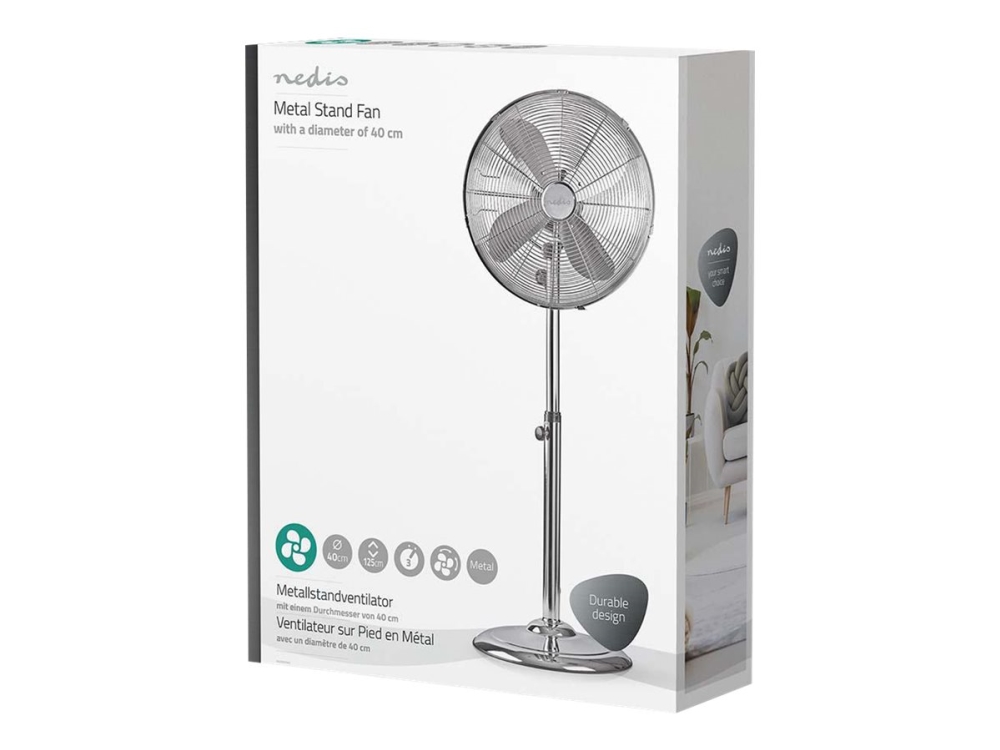 Nedis - Fläkt - golvstående - 40 cm - silver | Ventilation & Klimat - Ventilation - Fläktar | GameStuff