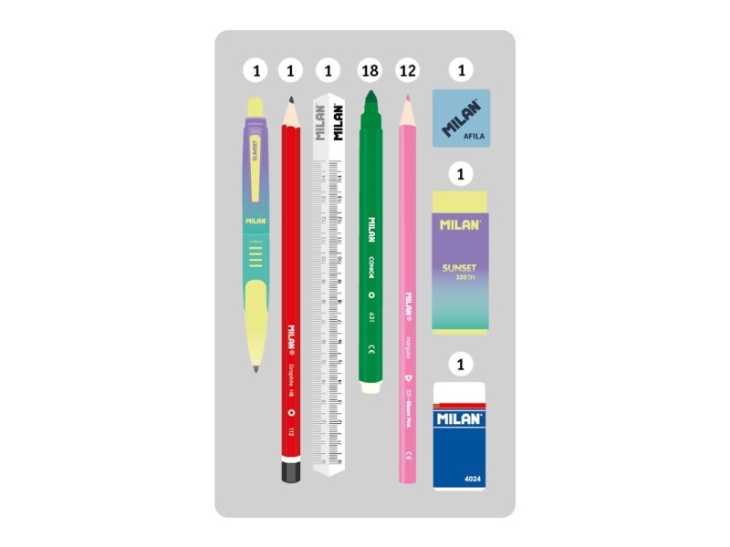 Milan pennfack dubbelt Sunset 34 delar grön | Skola & Hobby - Till skolväskan - Pennfodral | GameStuff