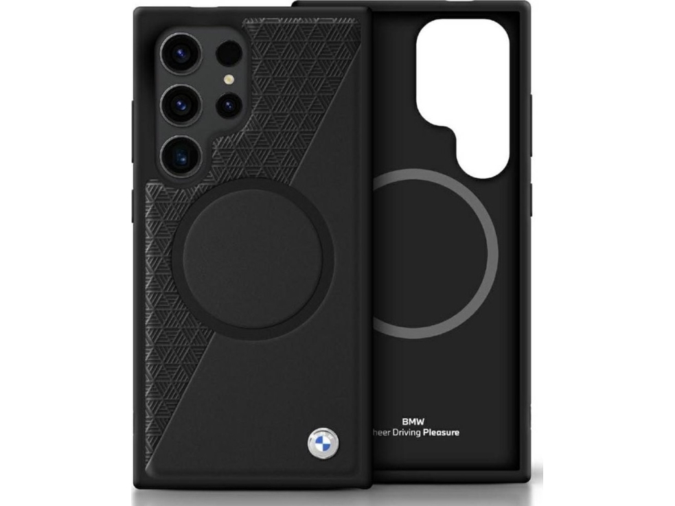 Bmw Leather Half Textured Magsafe Case For Samsung Galaxy S25 Ultra Black