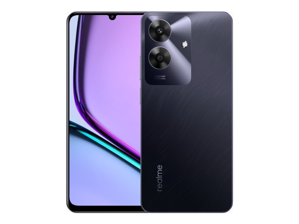 Realme Note 60 - 4G pekskärmsmobil - dual-SIM - RAM 6 GB / Internminne 128 GB - microSD slot - 6.74 - 1604 x 720 pixlar (90 Hz) - 2 bakre kameror 32 MP - front camera 5 MP - marmorsvart | Tele & GPS - Mobiltelefoner - Android | GameStuff