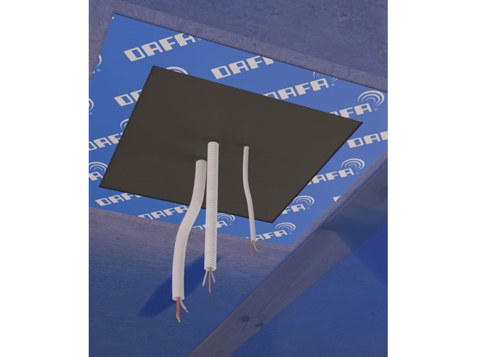 DAFA AirStop-kabelkrage 195, 195x195 mm för tätning av PE-folie som ångspärr med stansad märkning för Ø80 mm burk och ø7-22 mm kabel. | Ventilation & Klimat - Ventilationstillbehör - Tätningsprodukter och isolering | GameStuff