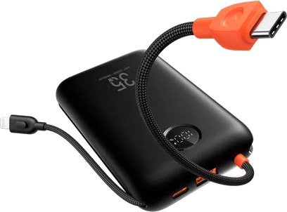 Veger Powerbank 20000 Mah Med Integreret Type C / Lightning Pd Qc3.0 35W K2-Kabler (W2068) Sort