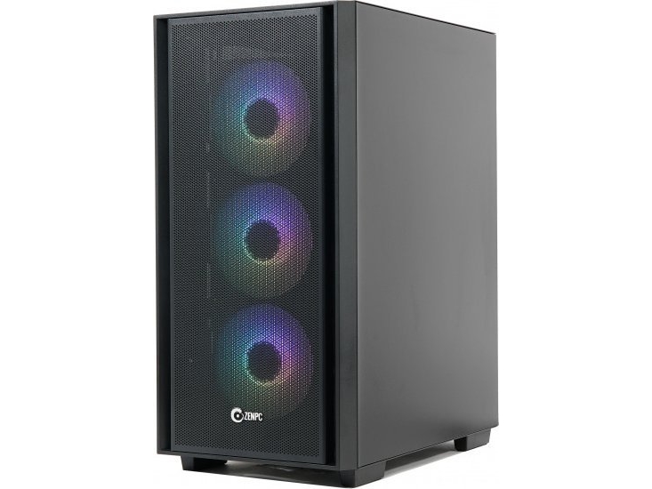 Zenpc Flow Tg Schwarz 4X Fander P12 Pwm Argb Pst Computergehäuse