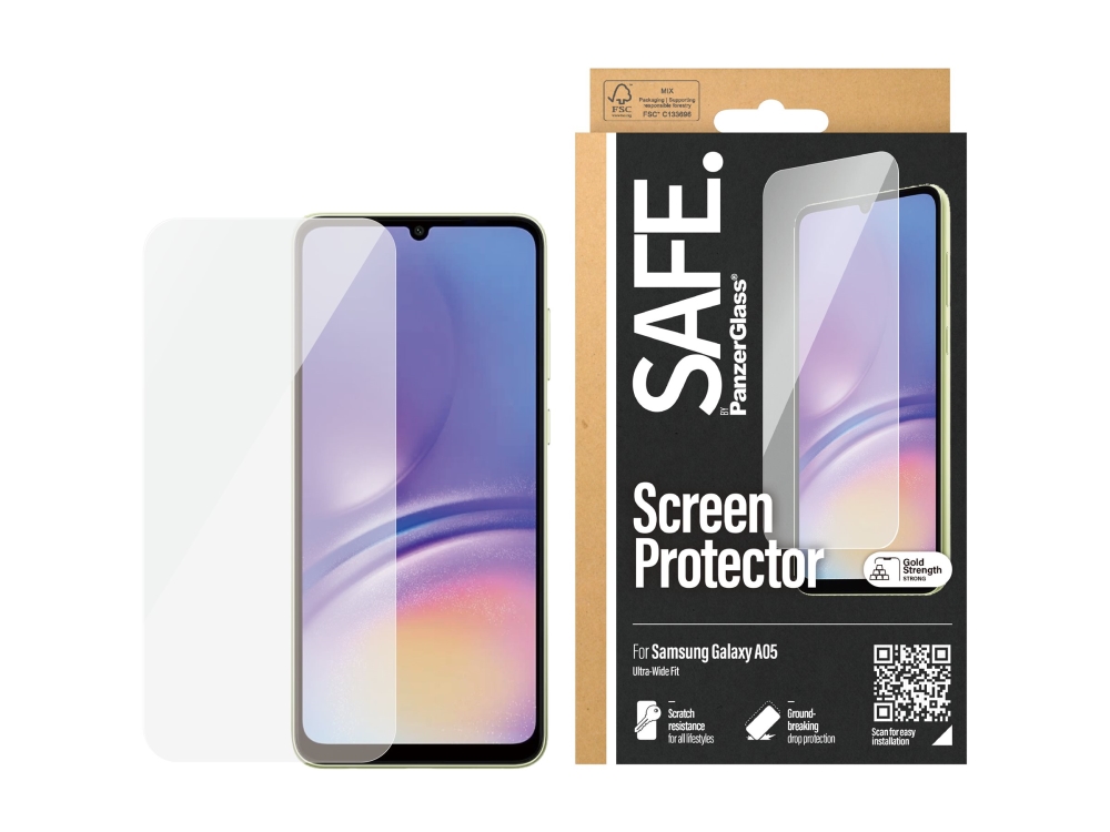 Safe. By Panzerglass Skarmskydd För Mobiltelefon Ultrabred Passning Glas För Samsung Galaxy A05