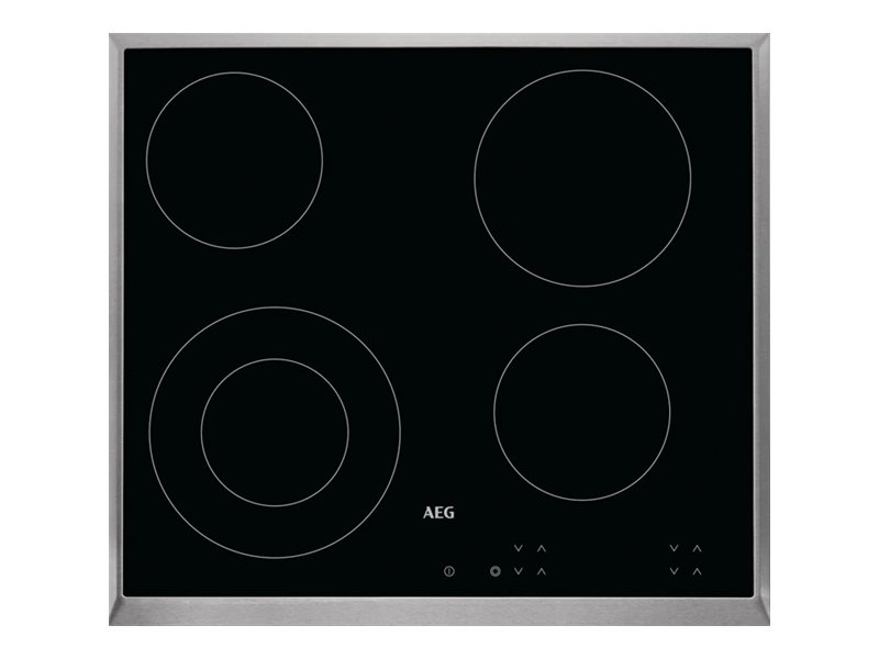 AEG HK624010XB - Keramisk kogeplade - 4 plader - Niche - bredde: 56 cm - dybde: 49 cm - med rustfrit stål-pynt - sort