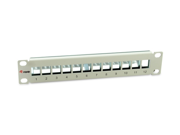 Equip 769330 12-Port Keystone Geschirmtes Patchpanel, Hellgrau, 10Inch