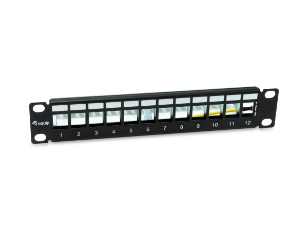 Equip 769331 12-Port Keystone Geschirmtes Patchpanel, Schwarz, 10Inch