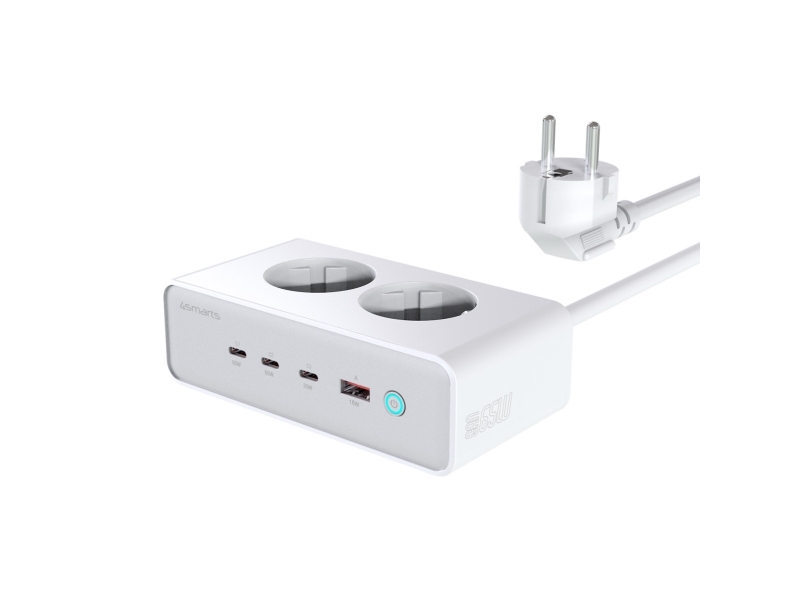 4smarts 540065, Indendørs, Vekselstrøm, 1,5 m, Sølv, Hvid