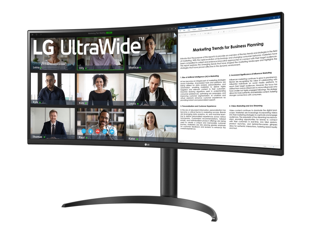 Lg Ultrawide 34Wr55qk-B - Led-Skærm - Kurvet - 34" - 3440 X 1440 Wqhd @ 100 Hz - Va - 300 Cd/M² - 3000:1 - Hdr10 - 5 Ms - 2Xhdmi, Displayport, Usb-C