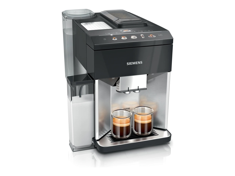 Siemens EQ.500 integral TQ517D03 - Automatisk kaffekokare med mjölkskummare - 15 bar - rostfritt stål/lackerad pianoslack svart