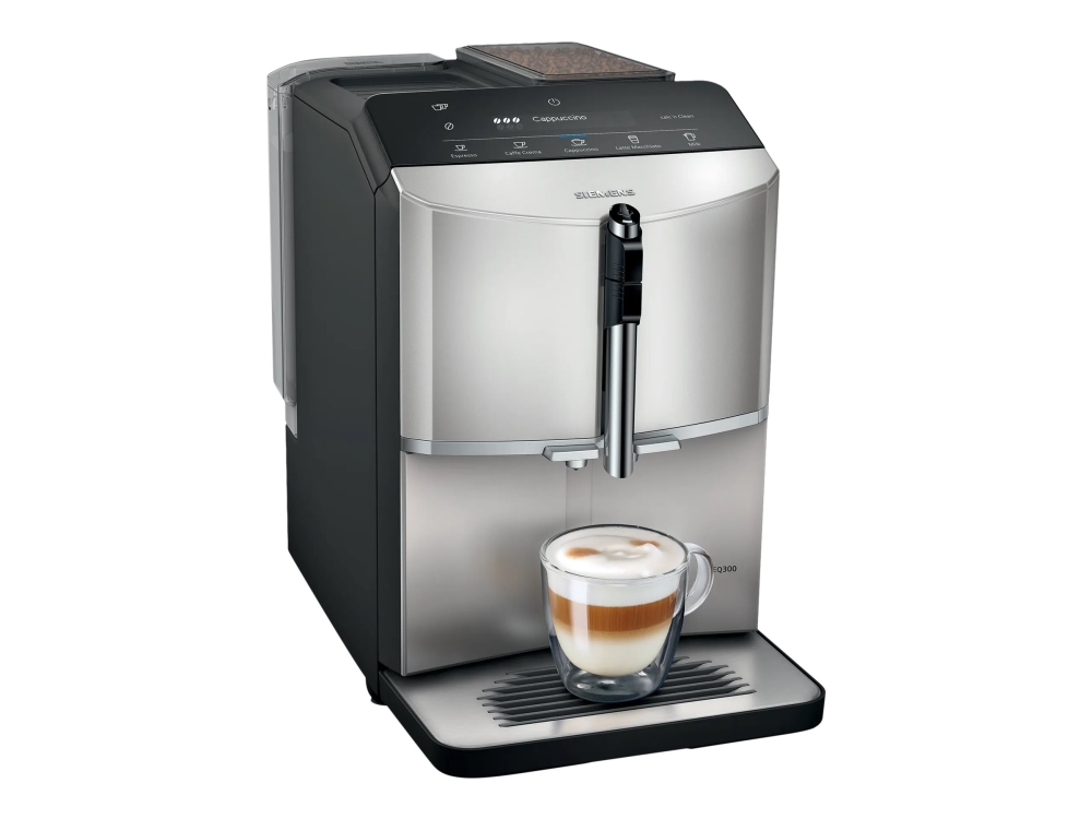 Siemens EQ.300 TF303E07 - Automatisk kaffekokare med mjölkskummare - 15 bar - inox silver metallic/svart | Köksapparater - Kaffe - Espressomaskiner | GameStuff